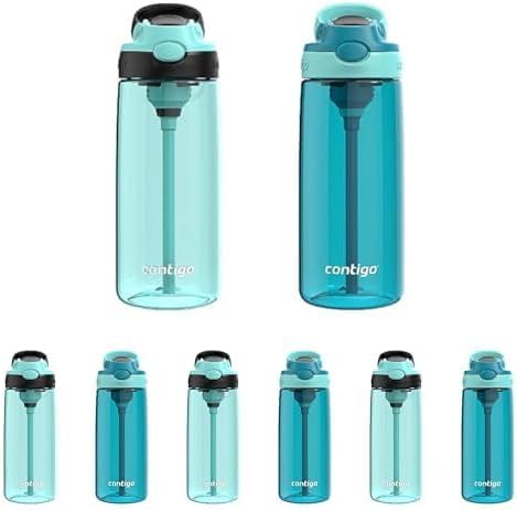 Image of Contigo Aubrey Kids Dinos & Sharks Cleanable Water Bottle with Silicone Straw Spill-Proof Lid Dishwasher Safe 14oz 2-Pack (Pack of 4)