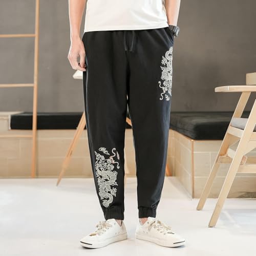 Pantalon sarouel homme style chinois décontracté large ado