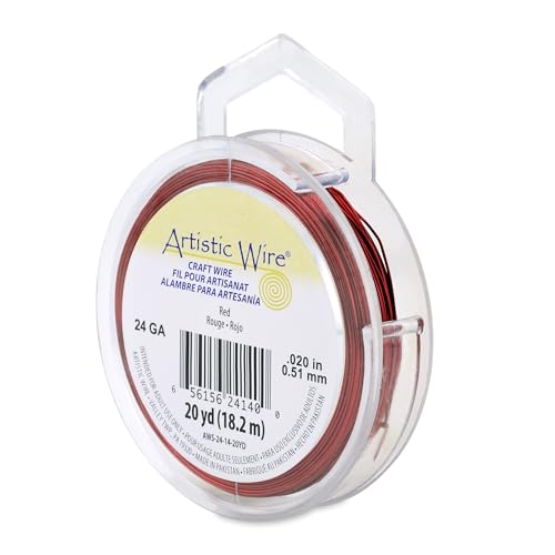 Image of Artistic Wire, 24 Gauge Tarnish Resistant Colored Copper Craft Wire, Red, 20 yd