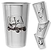 Golf Tumblers – Stainless Steel (Set of 4) – 16oz Capacity – Unique Gift for Dads, Men, and Prize for Golfers. Designs include Golf Cart, Glove/Tee, Driver, and Golfing Bag.