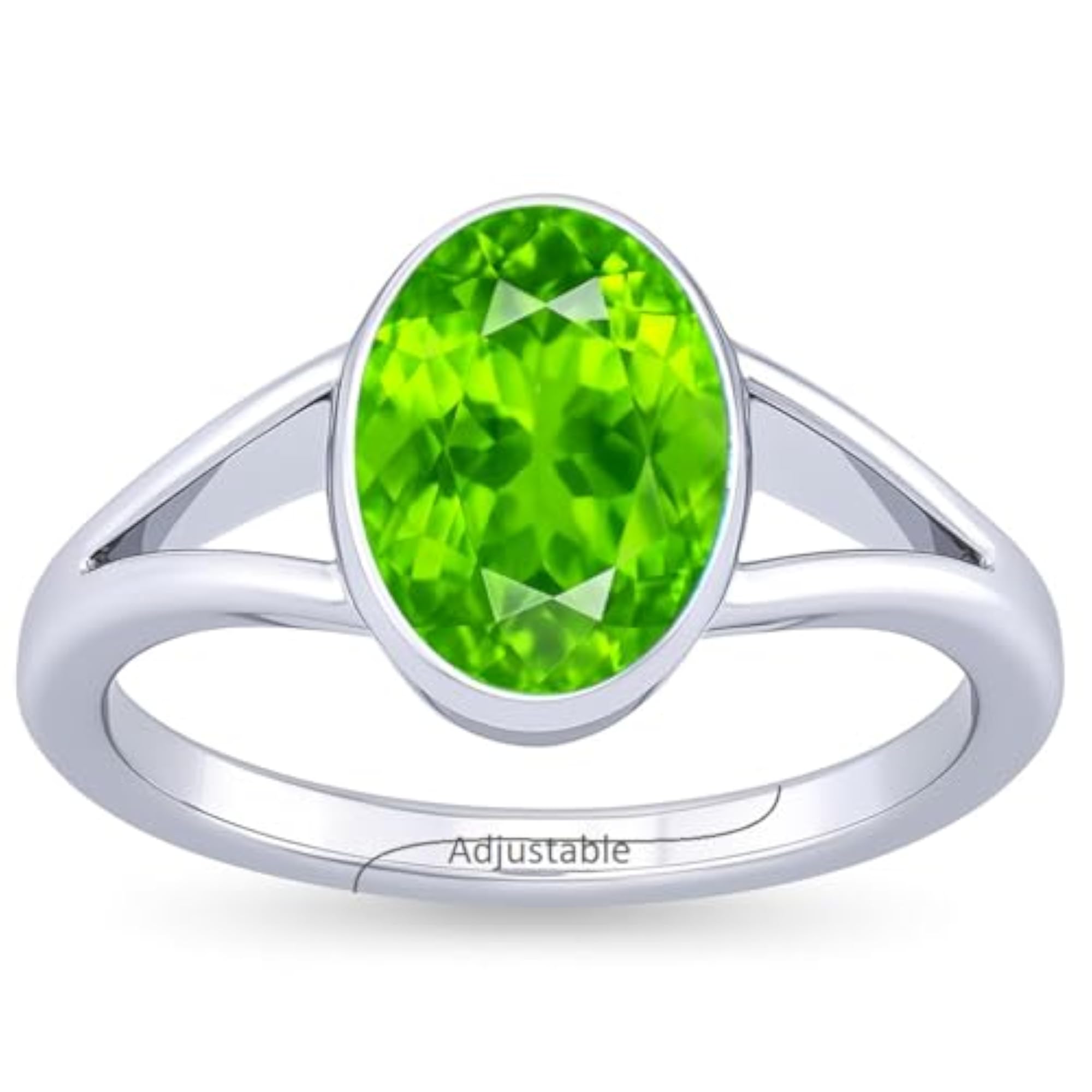 Women's Natural Peridot Mercury Budh Stone Adjustable Ring