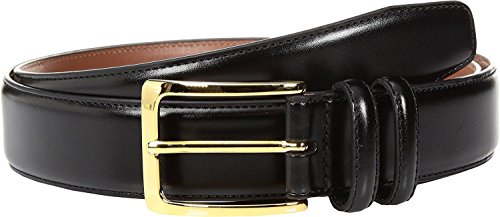 Johnston & Murphy Classic Dress - Belt for Men - Genuine Leather - Tonal Stitching - Polished Gold-tone Buckle