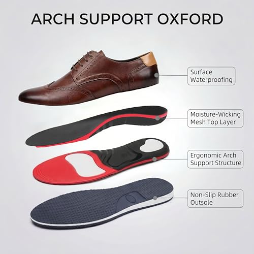 Image of Coramtty Men Casual Arch Support Oxford Shoes Formal Sneakers | Timeless brogue silhouette, stable cushion layer, versatile matching style, suitable for ceremonies and daily outings