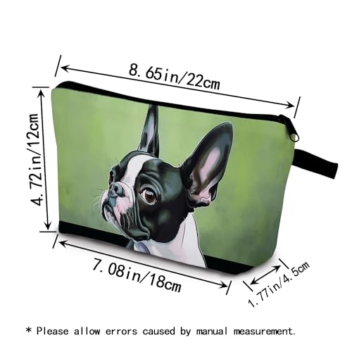 Boston Terrier Gift Oil Painting Art Print Makeup Bag Cute Small Organizer Bag with Zipper Puppy Cosmetic Bag Birthday Gifts for Dog Lovers Women2
