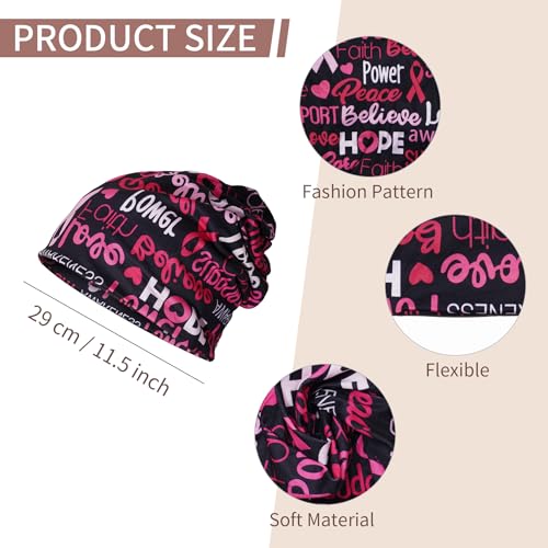 OPUHOHR 2 Pieces Chemo Headwear for Women, Turban Beanie Caps, Head Scarf for Women's Hair, Headwear Chemo Baggy Sleep Cap Skull Cap Nightcap Pink