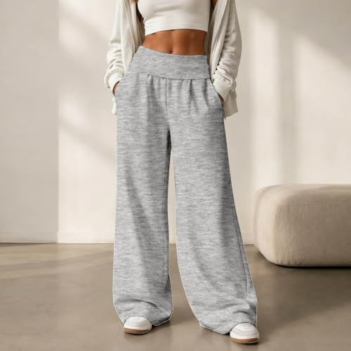 Wide Leg Sweatpants Women Baggy Y2K High Rise Flare Fold Track Sweat Pants - image 2