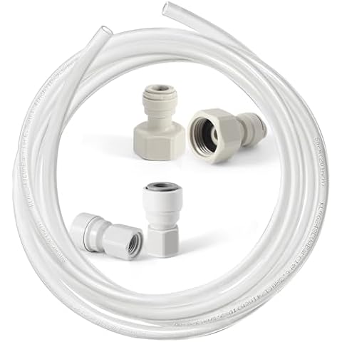 10 Feet- Hilangsan Kegerator Beer Line Tubing CO2 Gas Line Push to Connect Fitting 3/8” OD×1/4”ID Keg Line Kegerator Line Smooth EVA Barrier Tubing with 4 Quick Connectors Push To Connect Tube Fitting Cover