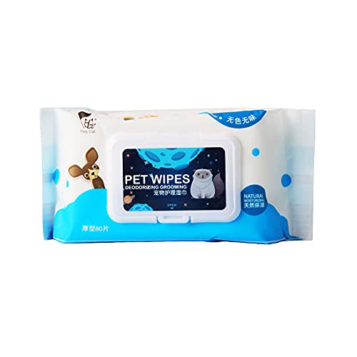 petjanicahome Toallitas húmedas para mascotas, perros, gatos, toallitas hipoalergénicas biológicas para limpiar el cuerpo, las patas, las orejas, hipoalergénicas, naturales (1 paquete/80 unidades)