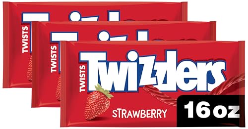 TWIZZLERS Twists Strawberry Flavored Licorice Style, Easter Candy Bag, 16 oz (Pack of 3)