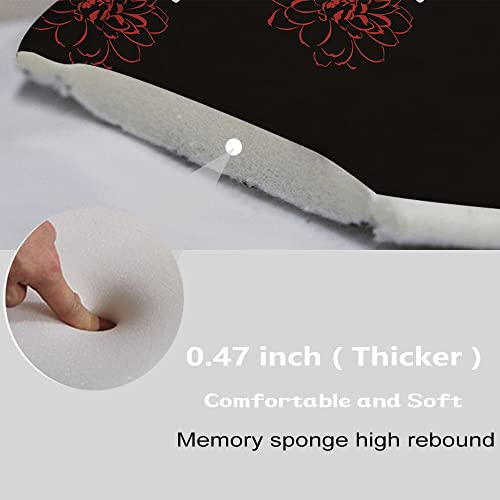 Dahlia Floral Bathroom Rugs 20 X 31 White Black And Red Flower Art Bath Mat 16 X 24 Sets 3 Piece Memory Foam Anti Slip Absorbent Mats U-Shaped Contour Shower Mat #TOP5