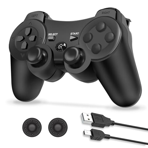 gamtooy Mando Play3, Replacement for P S3 Controller, Mando inalámbrico compatible con la consola Play 3 con doble vibración y sensor de movimiento