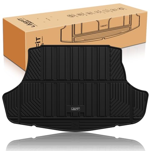 Image of LASFIT Cargo Mat for Toyota Camry 2018 2019 2020 2021 2022 2023 2024-2026 | All Weather Custom Fit Anti-Slip Pet Friendly Easy Clean TPE Trunk & Backrest Mats for 8th 9th Gen Camry, Black