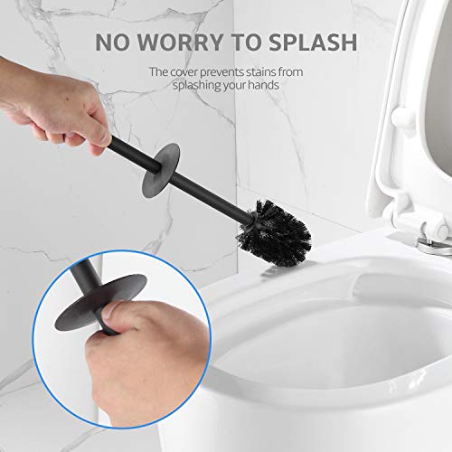 BGL Toilet Brush and Holder with 2 Silicone Brush Head, Grey Loo Brush for Bathroom Cleaning (Grey)