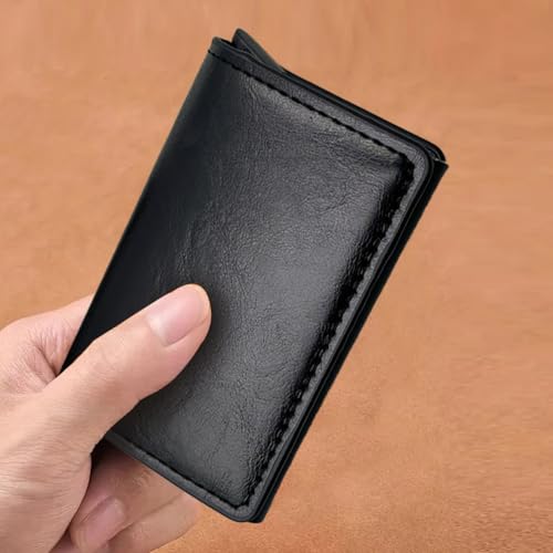 Leather Slim Card Holder RFID Blocking Credit Card Wallet Black Cards Case Holder Front Pocket for Men,Black