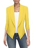 Hybrid & Company Lightweight Open Front Cardigan Classic Ruched Sleeve Work Office Blazer Suit Jackets JK1133 Sunshine XL