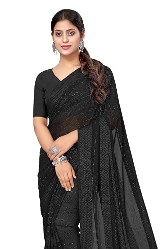 Image of MIRCHI FASHION Saree for Woman Georgette Solid | Breathable Lightweight Plain Saree for Professional and Regular Wear with Unstitched Blouse (Available in 15 Colors)