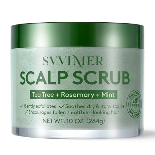 Svvimer Rosemary Scalp Scrub Shampoo - Exfoliating Deep Clarifying Cleanser to Remove Oil & Buildup - Refresh and Balance Oily Scalp for Men & Women 10 Fl Oz (Pack of 1)