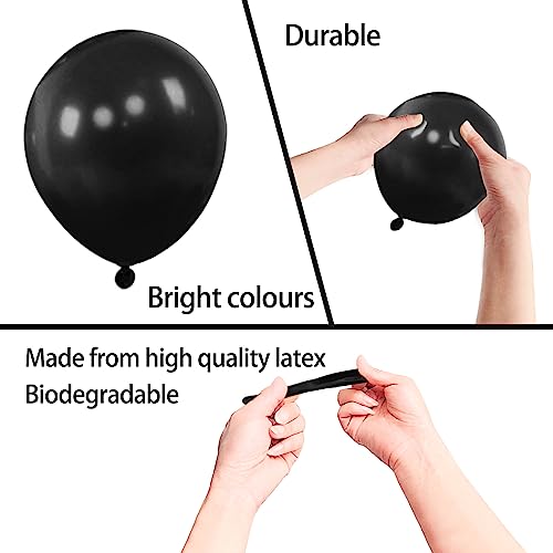 Image of 200pcs Black Balloons 5 Inch, Small Mini Latex Balloons for Party Birthday Baby Shower Anniversary Festival Arch Garland Decoration