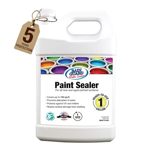 Rain Guard Paint Sealer 1 Gallon | Ready to Use | Protects Painted Concrete, Wood, Stone | Silane/Siloxane Acrylic Waterproofer | UV Resistant | Fast Drying | Semi-Satin Finish