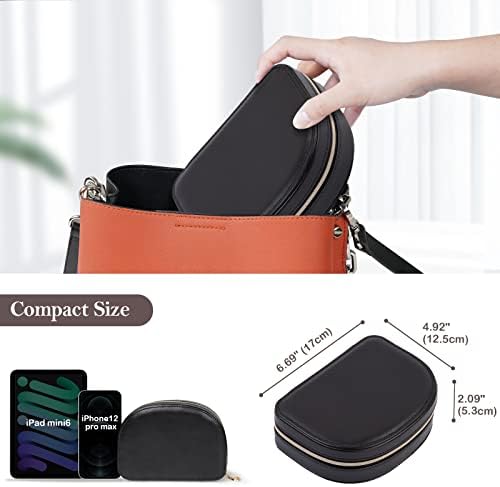 Procase Travel Jewellery Box Small Organiser for Women Girls, Portable 2 Layer Mini Jewelry Storage Case in PU Leather for Earring Necklace Bracelet Ring Holder Box, Gifts for Women -Black