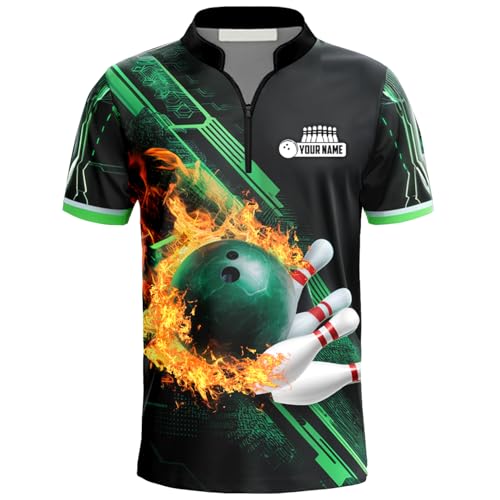 DILYPOD Personalized 3D Bowling Polo Shirt, Custom Name Bowling Shirts for Men Women, Bowlings Jersey, Unisex Shirt3