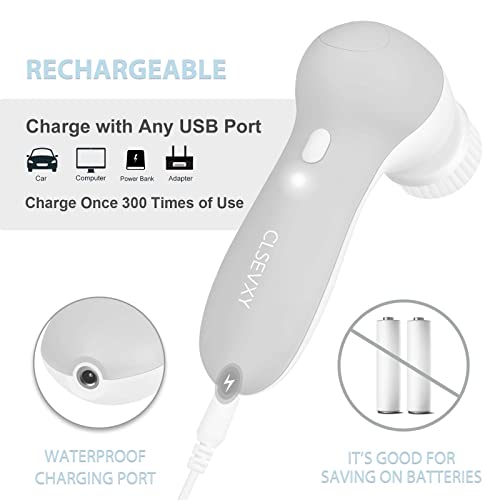 Facial Cleansing Brush Face Scrubber: USB Rechargeable IPX7 Waterproof Electric Spin Cleanser Brush with 7 Brush Heads, Face Brushes for Cleansing and Exfoliating, Massaging - Thumbnail 7