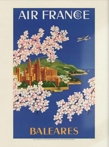 Affiche Vintage Air France Baléares 1951 par Lucien Boucher poster voyage 50x70 cm