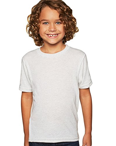 Next Level Youth Triblend Crew L HEATHER WHITE