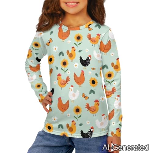 Image of Renewold Boys Girls Tees Kids T-Shirt Long Sleeve Crewneck T Shirts Casual Athletic Tops Clothing for Home School Travel