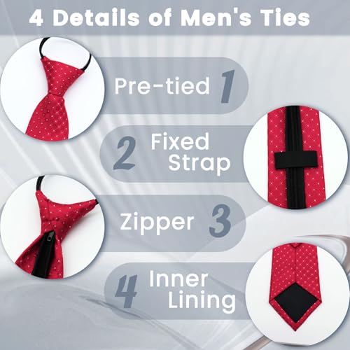 Image of Mens Tie Pre-tied Adjustable Men's Neckties, Zipper Ties for Men Accessories Business Wedding Party