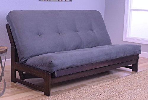 Futon-Mattress-and-Frame-Aspen-Reclaimed-Mocha-Finish-and-Grey-Microfiber-Fabric Futon Mattress and Frame Aspen Reclaimed Mocha Finish and Grey Microfiber Fabric