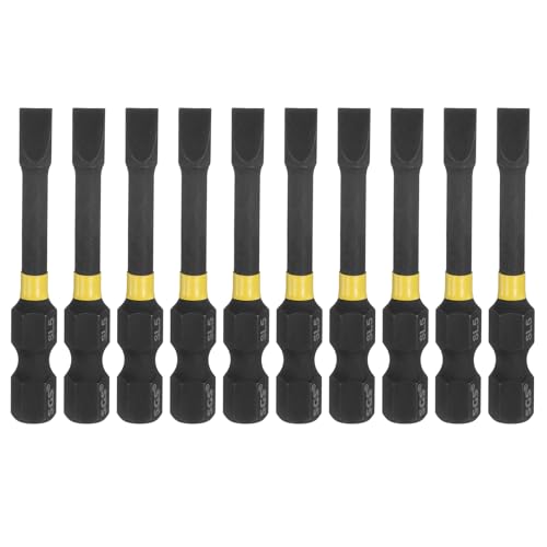 Image of sourcing map 10 Pcs SL5 Slotted Impact Screwdriver Bits 5mm Slotted Tip 1/4" Hex Shank 50mm (2") Long Magnetic Flat Head Screw Driver Drill Bits Phosphated S2 Steel for Electric Power Tool