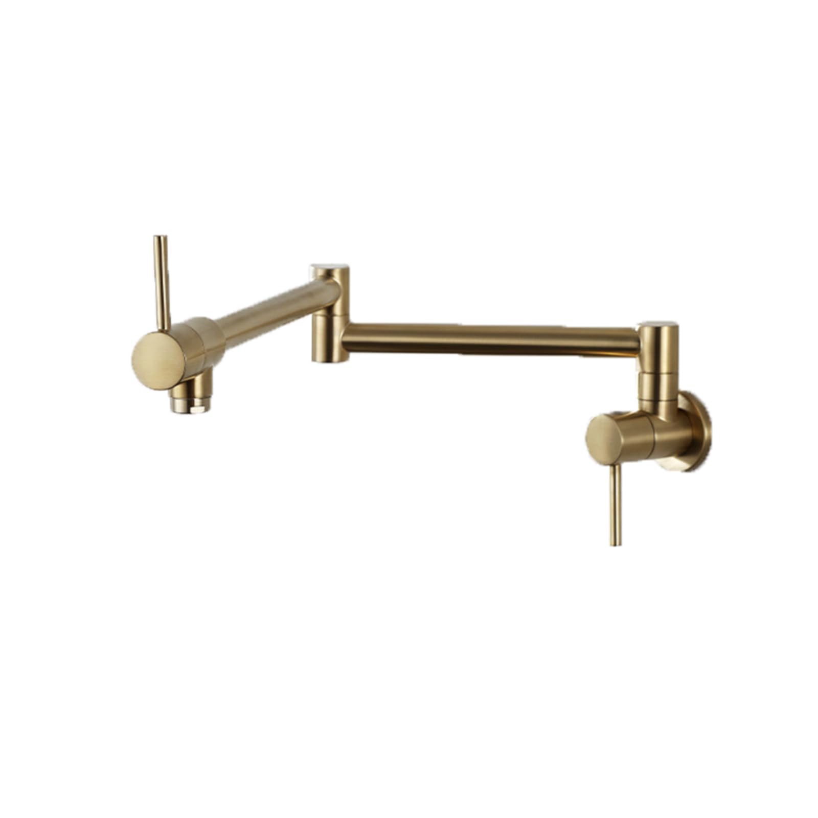 Grifo de cocina extraíble oro cepillado de un solo orificio con brazo articulado doble