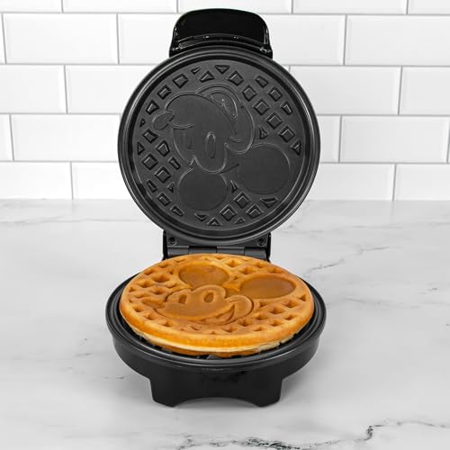 Image of Uncanny Brands Disney Mickey Mouse Waffle Maker - Non-Stick Round Waffle Iron - Easy to Use and Clean