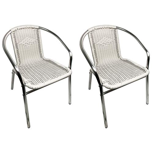 Mojawo Qualität 2 Stück Aluminium/Polyrattan Bistrostuhl stapelbar...