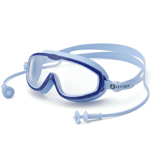 Image of KONEX Swimming Goggles | Kids | Big Frame | UV Lens | Anti-Fog | Blue