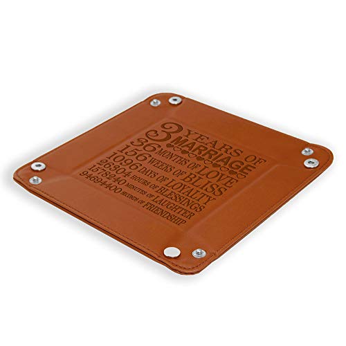 Kate-Posh-3-Years-of-Marriage-Engraved-Leather-Catchall-Valet-Tray-Our-3rd-Wedding-Anniversary-3-Years-as-Husband-Wife-Gifts-for-Her-for-Him-for-Couples-Rawhide