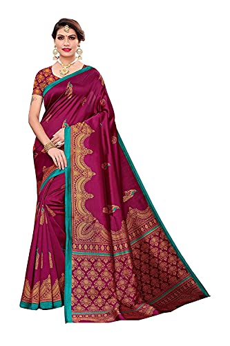 Sari en soie femme magenta Aashita Creations 1152, vêtement traditionnel avec blouse