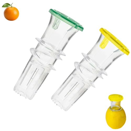Lemon Squeezer, 2-Pack Screw Top Manual Juicer with Pour Spout - Handheld Citrus Press for Lime, Orange, Easy to Clean & Carry for Kitchen, Cocktails, Drinks, Outdoor