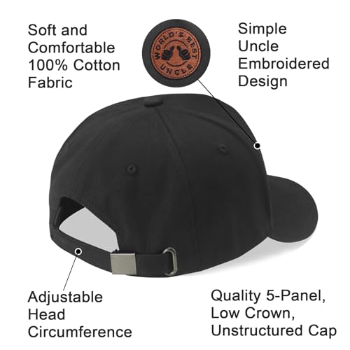 Image of Men's Embroidered Adjustable Baseball Cap, World's Best Uncle Hat, for Uncle