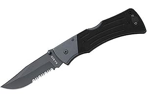 KBAR Tactical Mule Folder Knife with Serrated Edge, Black, Small