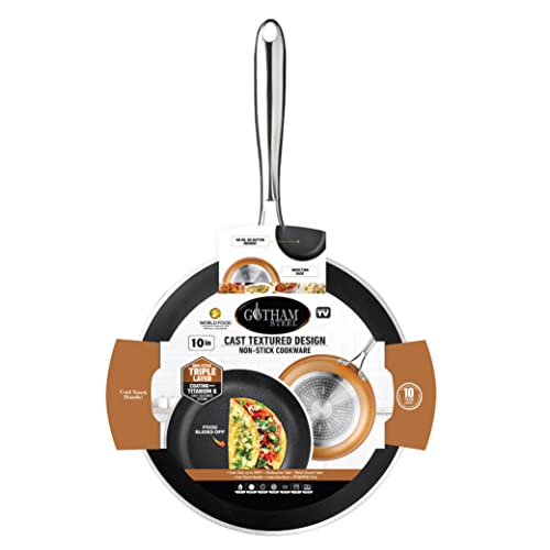 Gotham Steel 10-inch Nonstick Fry Pan Skillet with Ultra Durable Mineral and Diamond Triple Coated 100% PFOA Free, Skillet with Stay Cool Stainless-Steel Handle, Oven & Dishwasher Safe, As Seen on TV