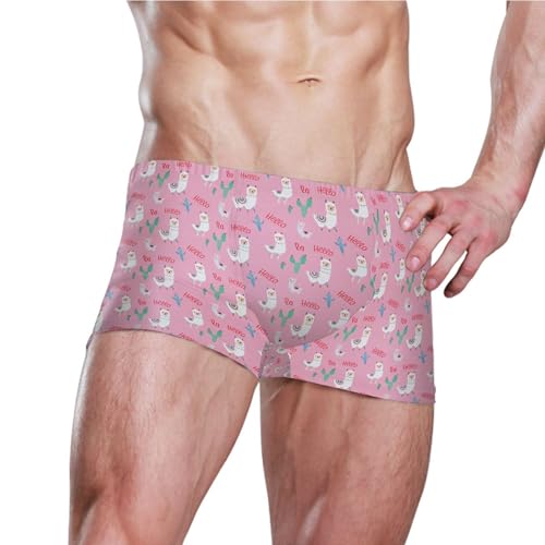 Cute Alpaca Mens Swim Trunk Swimwear Bathing Suit Swim Brief Square Leg Board Short S B04040443