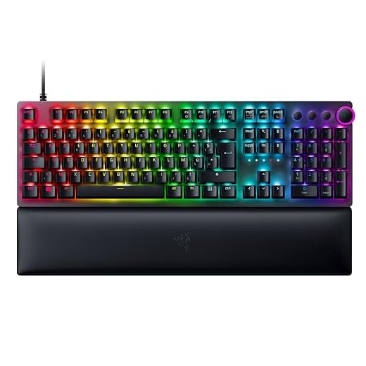 Razer Huntsman V2 Analog - Clavier Optique de Jeu pratiquement sans Latence (Repose-Poignets, Boutons, 4 Touches média, Touches en PBT Doubleshot) - Clavier AZERTY - Noir