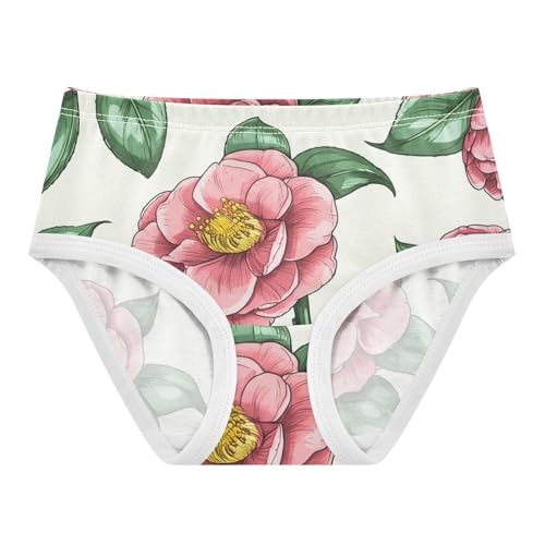 Toddler Girls Underwear 2t Cotton Cute Panties Girl Fun Print Underpants Briefs Pink Flower Green Leaves Beige