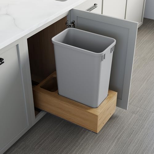 Image of Dowell Single 50Qt Undermount Trash Pull-Out Waste Container with Full Extension Soft-Close Slides, Bottom Mounted, Face Frame /Frameless Min. Cabinet Opening: 12-1 /2 Inch Wide-4008 0115 50