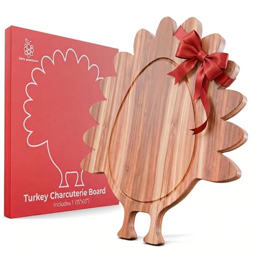 New – Turkey Charcuterie Board – Acacia Wood Turkey Shaped Cutting...