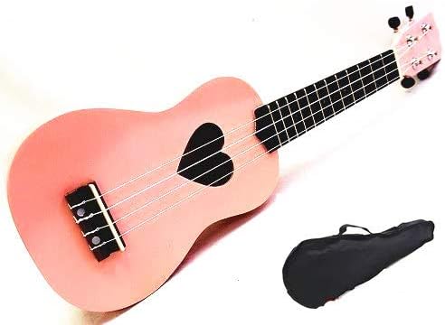Woodnote Wooden Sweet Pink with Heart Hole 21' Soprano Ukulele/rosewood Fingerboard & Bridge
