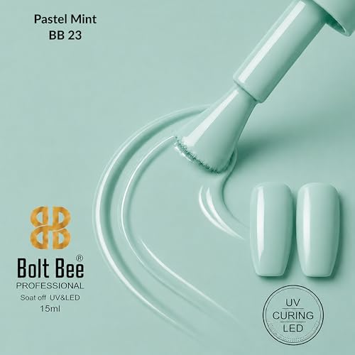Image of Bolt Bee Pastel Mint Color Gel Nail Polish Soak Off UV Gel DIY at Home 15ML Manicure Salon Nail Art