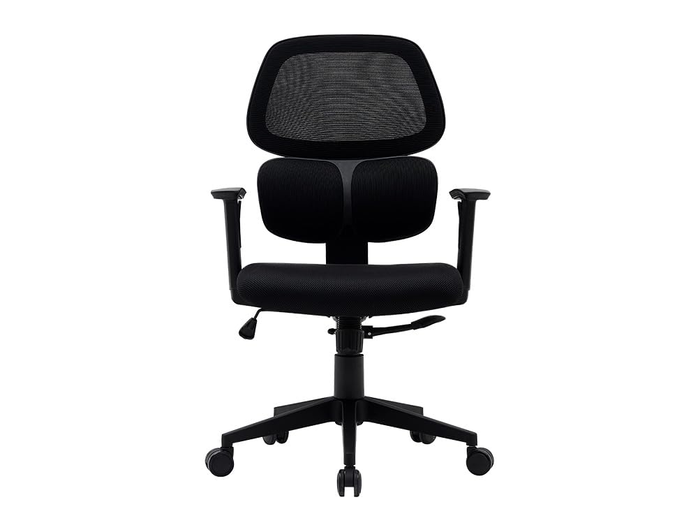 Chaise de bureau maille Ancône noire siège ergonomique avec roulettes premium